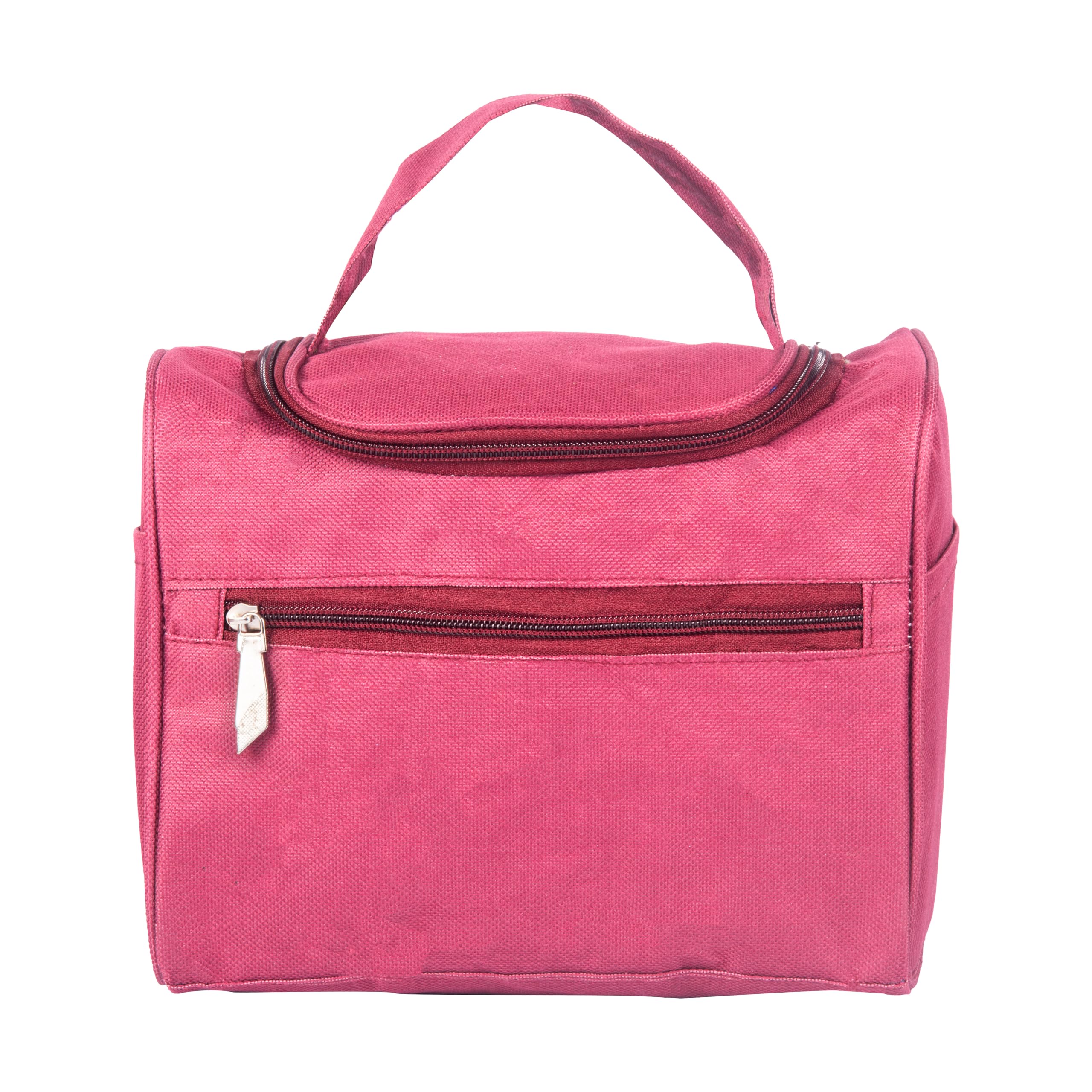 Stylish Maroon Makeup Bag for Women & Girls - Large Cosmetic Organizer, Toiletry Storage Pouch, Multifunctional Travel Beauty Case - Perfect for Travel, Gym, and Daily Use (Pack of 1)