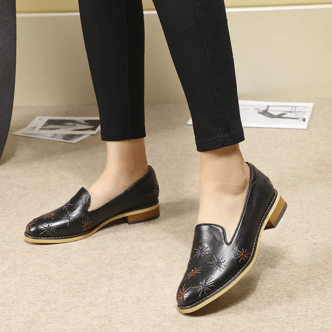 Women's Leather Penny Loafers Slip-On Flats - Comfortable Office Shoes for Professional Women | Perfect for Business Casual, Work & Everyday Wear