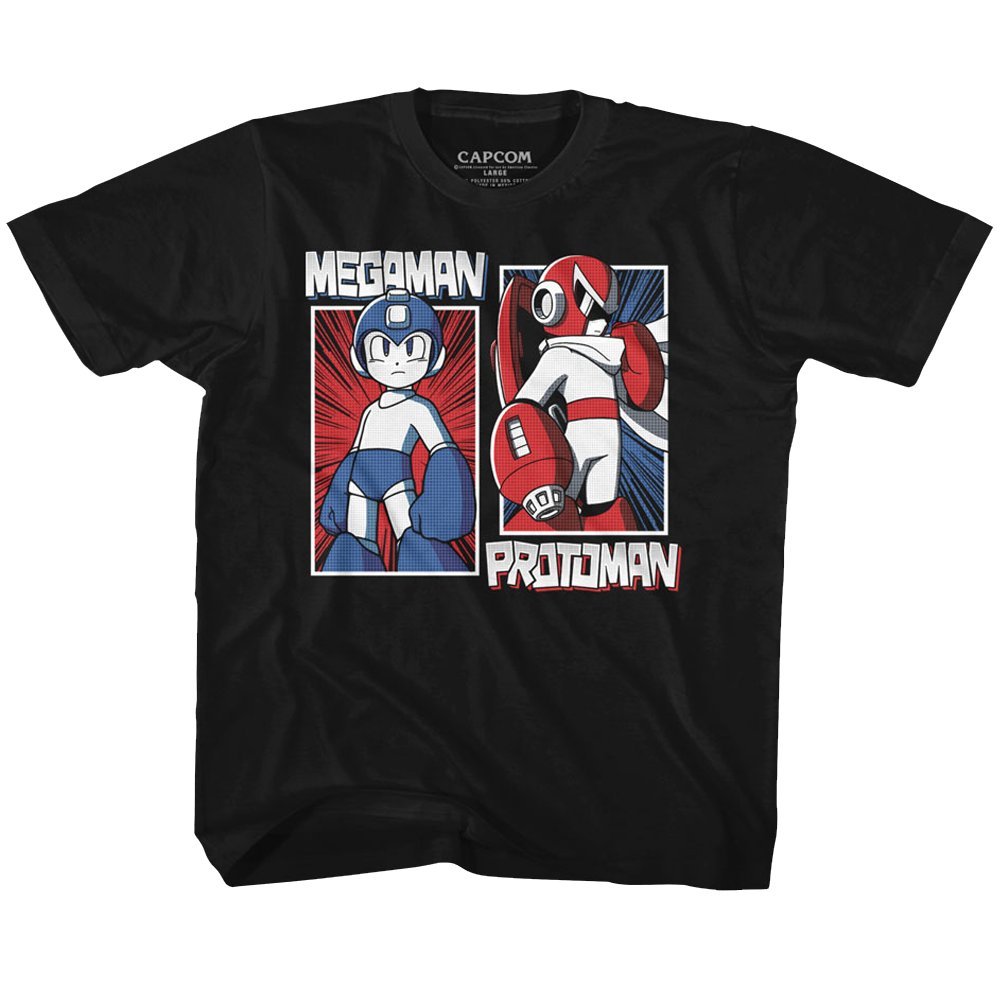 **Mega Man Rock & Blues Black Youth T-Shirt - Cool Gaming Tee for Boys & Girls - Perfect for Cosplay, Gaming Events & Casual Wear**