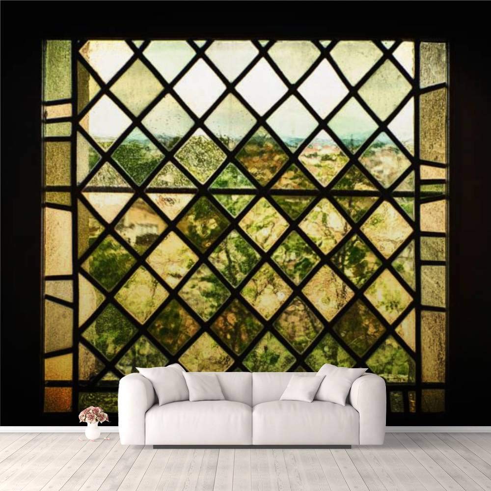 3D Self-Adhesive Wallpaper - Medieval Stained Glass Window Design for Bedroom, Living Room & Dorm Decor | Peel and Stick Wall Mural for Walls, Ceiling & Wardrobe | Perfect for Gothic, Vintage & Fantasy Theme Rooms