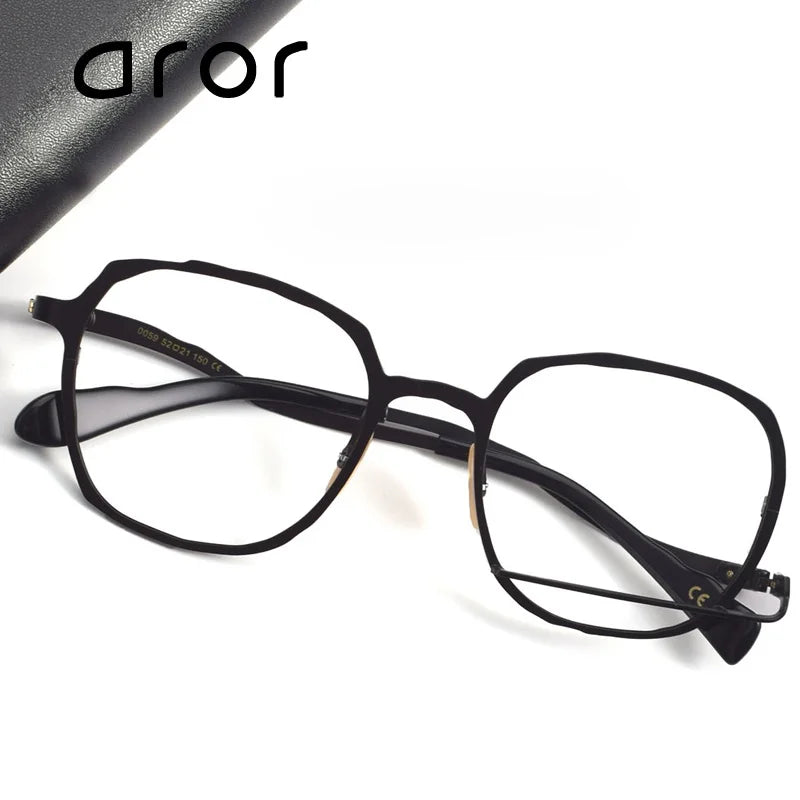 Aror Unisex Full Rim Irregular Square Acetate Titanium Eyeglasses 49459 - Stylish Lightweight Frames for Work, Reading & Everyday Wear