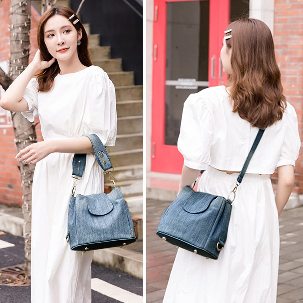 Stylish Denim Tote Bag for Women - Crossbody Shoulder Purse, Fashionable Jean Handbag for Travel & Everyday Use | Perfect for Work, Shopping & Outings
