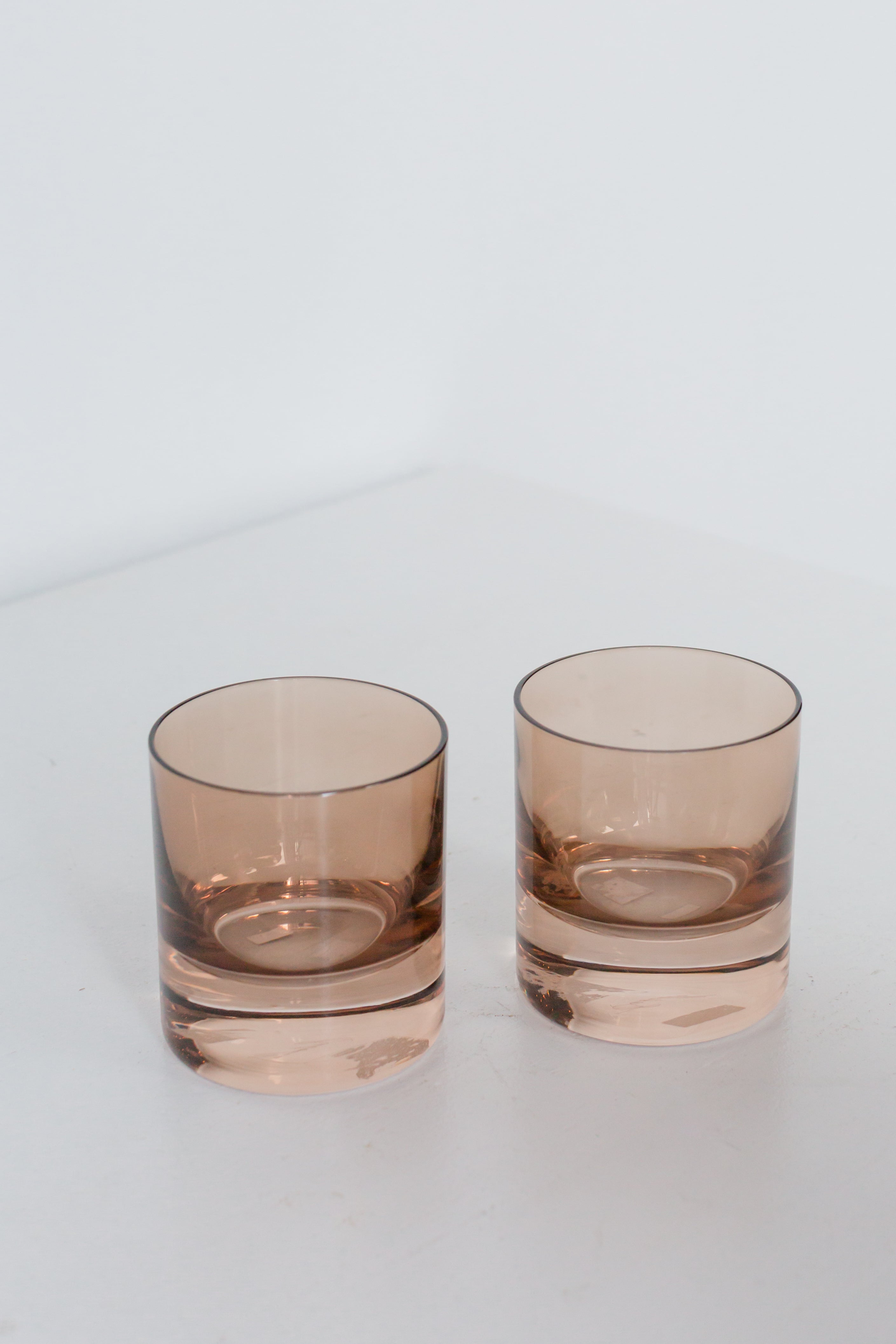 Estelle Colored Rocks Glass Set of 2 - Mocha Mousse (Amber Smoke) | Elegant Cocktail Glasses for Whiskey, Bourbon & Iced Drinks | Perfect for Home Bar, Parties & Gifts