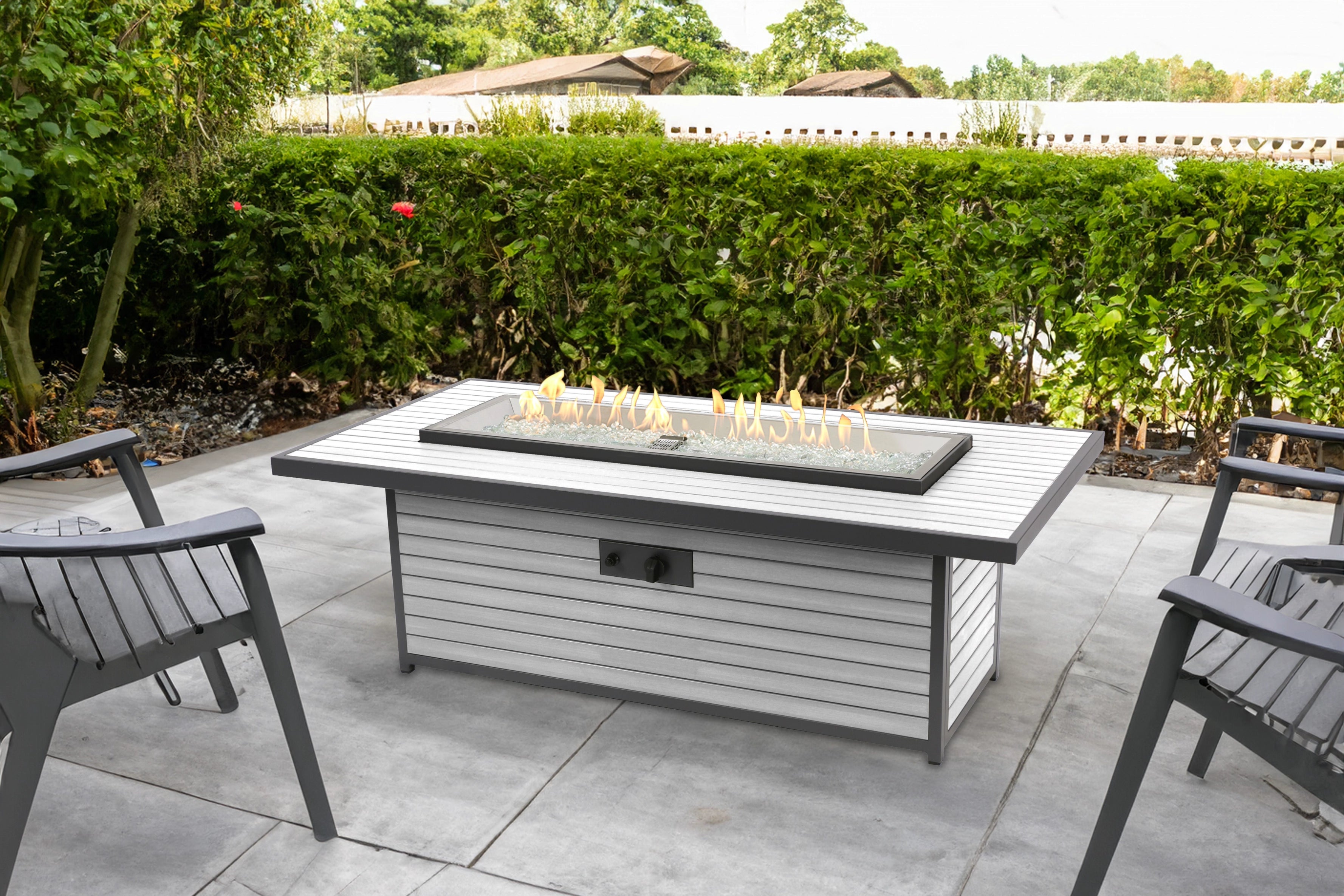 Outdoor Greatroom Company Brooks Linear Fire Table - Modern Gas Fire Pit Table for Patio, Deck, Backyard - Perfect for Outdoor Entertaining & Relaxation