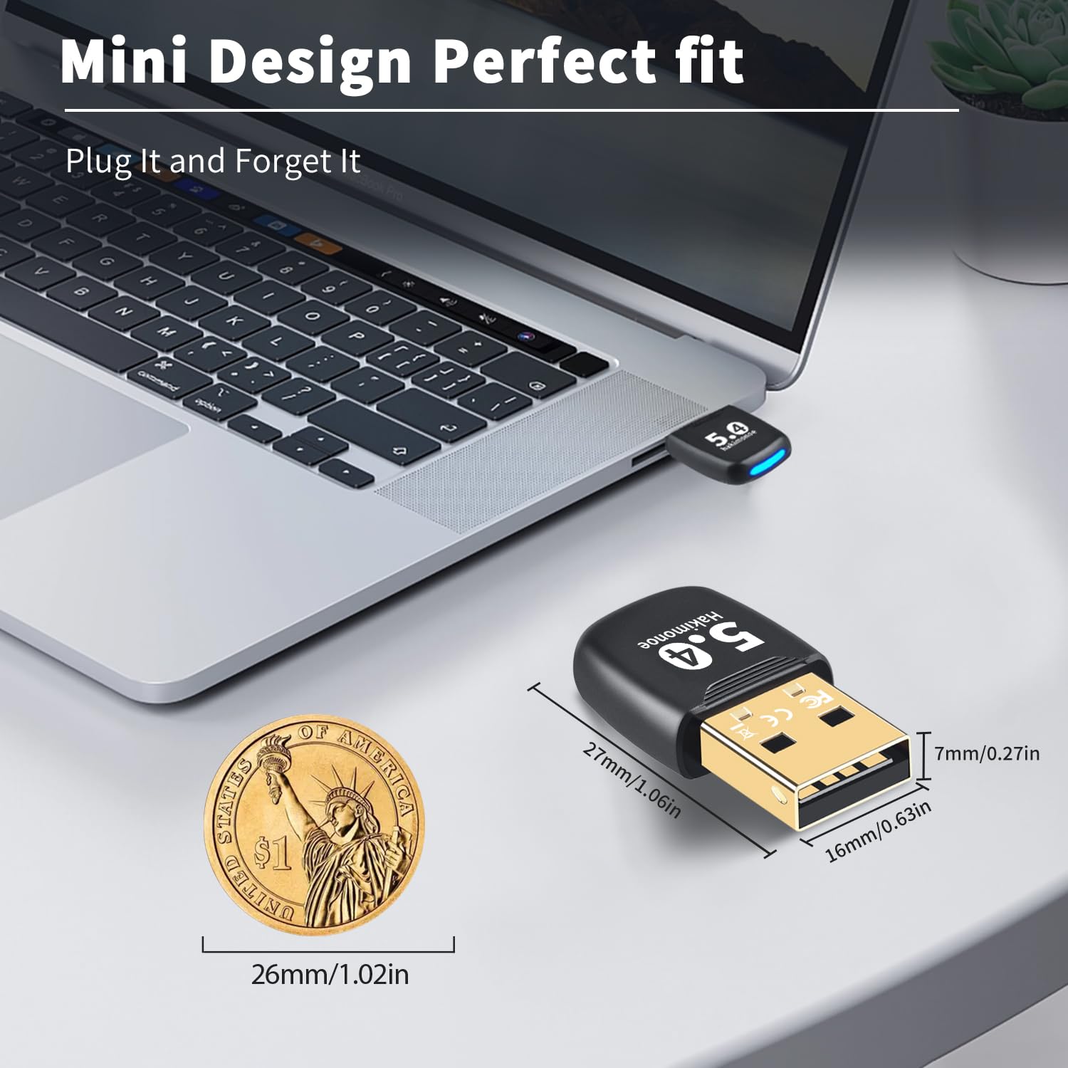 Upgraded Bluetooth 5.4 USB Adapter for PC & Laptop - Wireless Dongle Transmitter for Windows 11/10/8.1/7 - Compatible with Bluetooth Headphones, Speakers, Keyboard, Mouse & Printer - Plug & Play - Perfect for Home Office, Gaming & Streaming