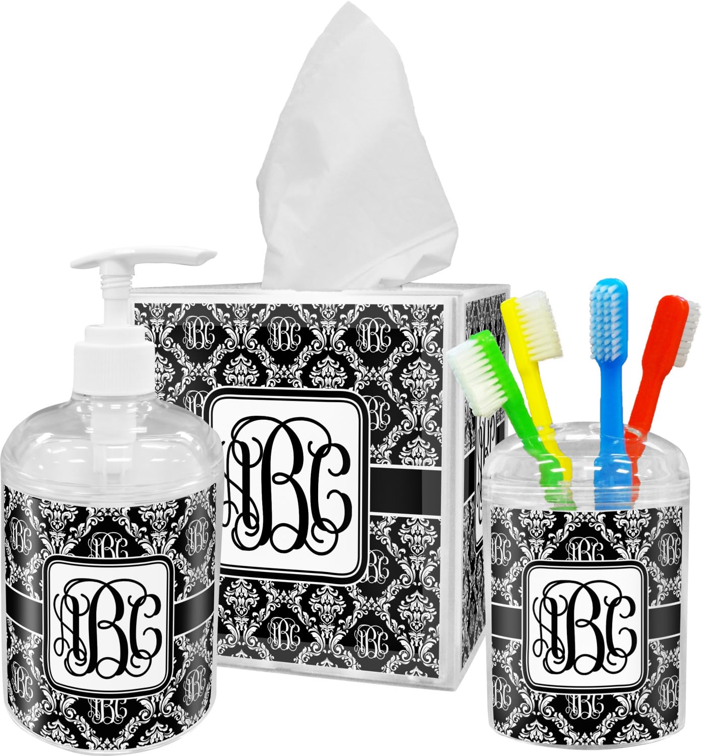 Personalized Monogrammed Damask Tissue Box Cover - Elegant Home Decor for Living Room, Bedroom & Bathroom - Customizable Tissue Holder for Stylish Home Organization