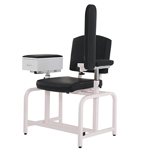 Medical Lab Blood Drawing Chair with Adjustable Padded Flip Arm & Storage Drawer - Black - Perfect for Phlebotomy Clinics, Hospitals & Diagnostic Centers