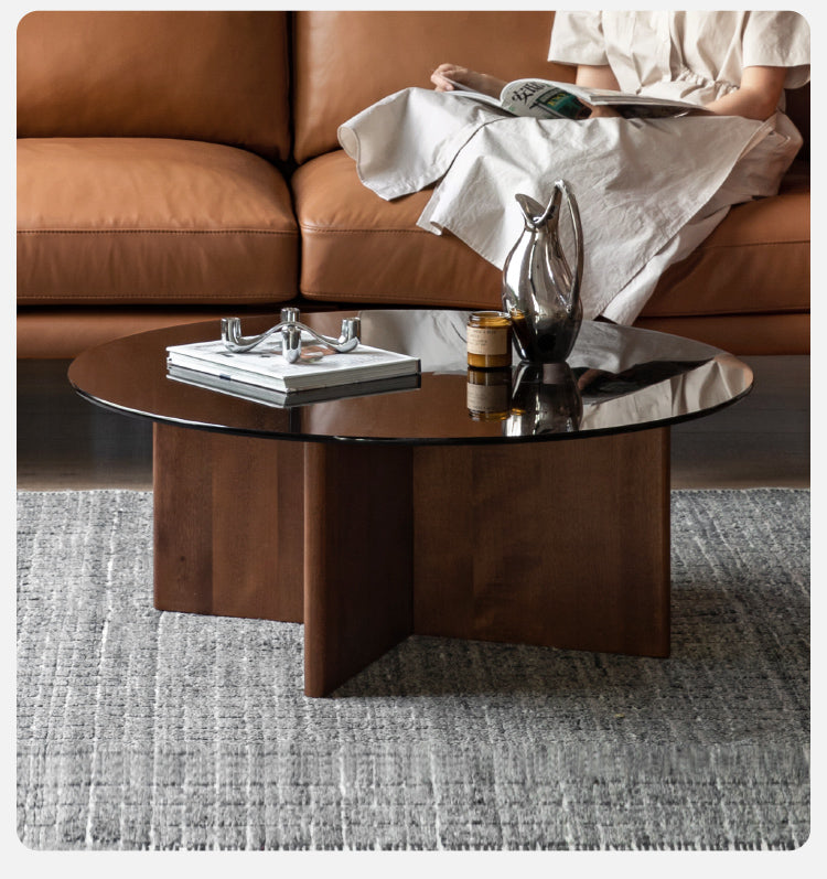 Black Walnut Round Coffee Table with Storage - Modern Living Room Furniture for Small Spaces | Perfect for Apartments, Dorms & Cozy Homes