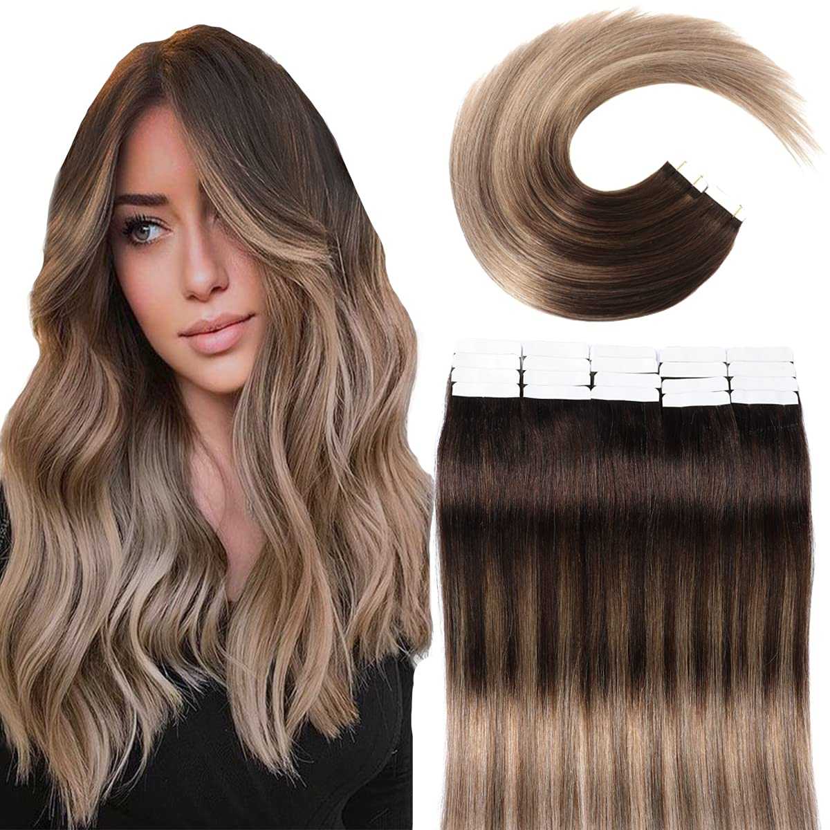 20 Pcs 50 Grams Tape in Human Hair Extensions - Remy Hair for Natural Look & Volume - Perfect for Daily Wear, Parties & Special Occasions