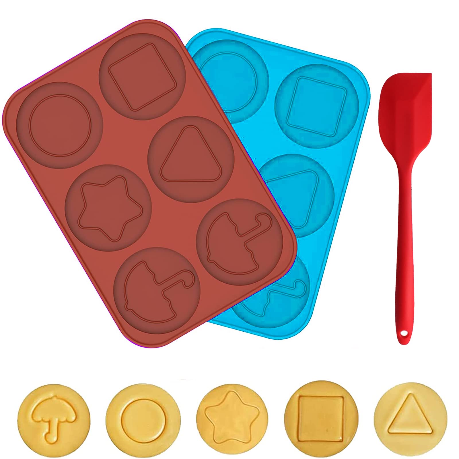 Premium Squid Game TV Show Silicone Candy Molds Set - 6 Cavity Non-Stick Dalgona Cookie Cutters Kit for Baking, Chocolate & Candy Making - Includes 2 Food Grade Silicone Molds + 1 Silicone Scraper - Perfect for Kids Activities, Birthday Parties & Korean Drama Themed Events