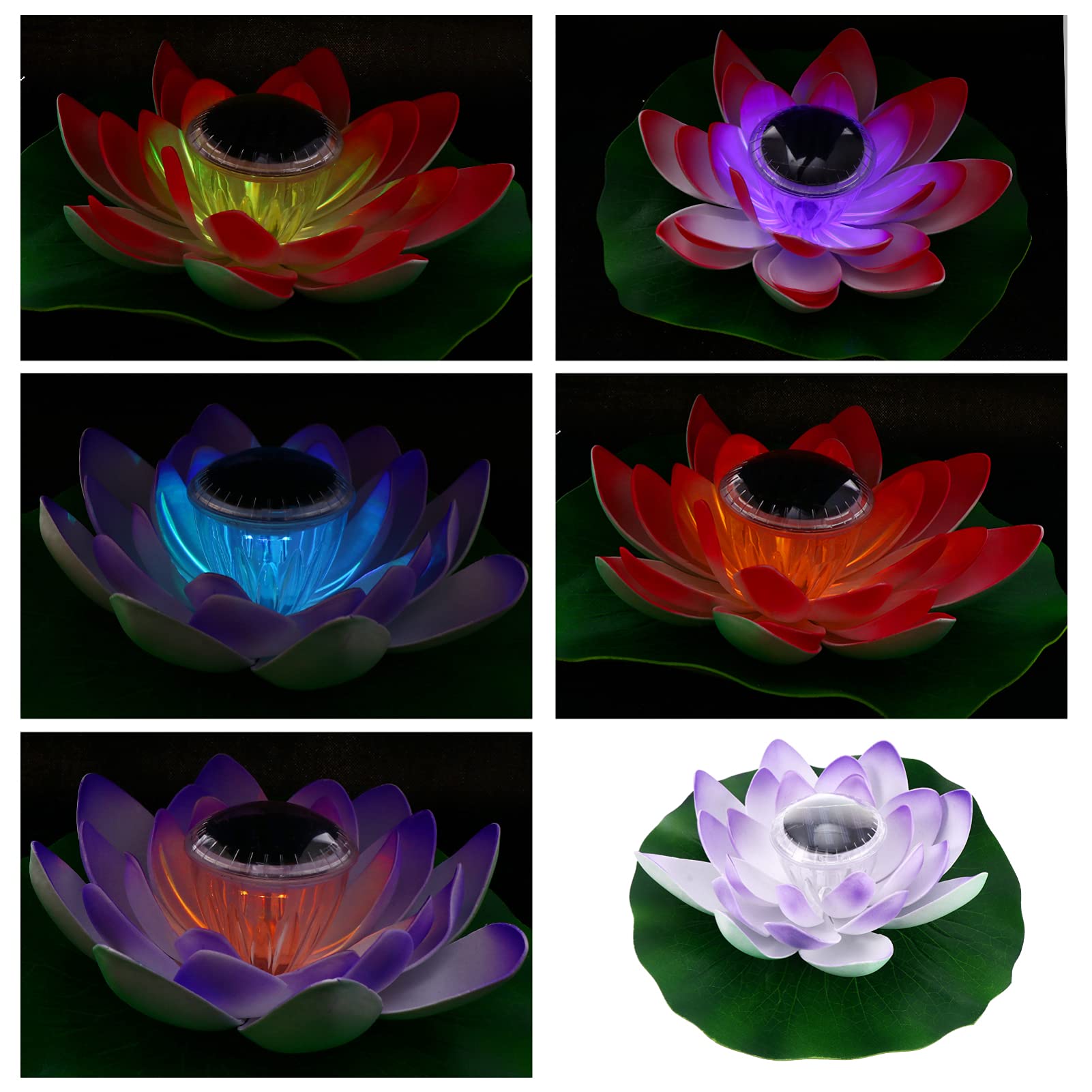 YARDWE Solar Lily Pad LED Floating Lights - Waterproof Solar Garden Lights for Pool, Pond, Backyard Decor - Blue Solar Powered Night Lights for Outdoor Garden, Patio & Landscape Lighting