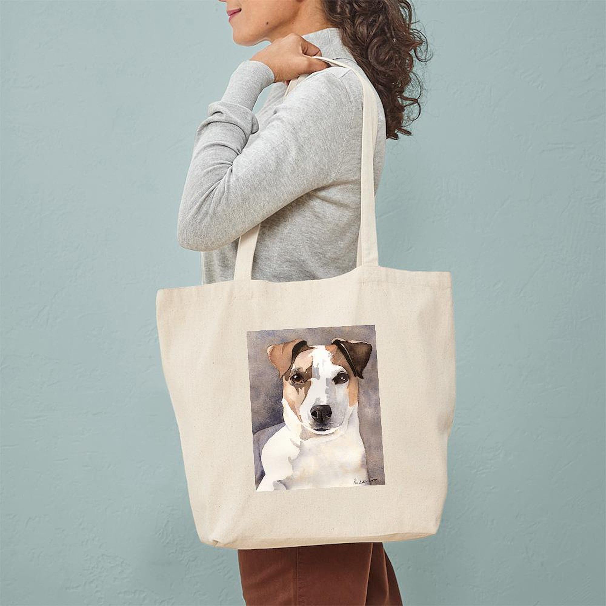 Jack Russell Terrier Tote Bag - Reusable Canvas Shopping Bag for Dog Lovers | Eco-Friendly Beige Grocery Tote for Pet Owners, Beach Trips & Farmers Market