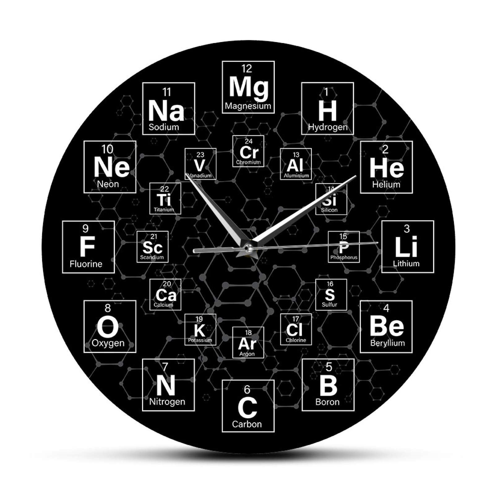 Periodic Table Wall Clock - Science Classroom Decor with Chemical Elements - Perfect Gift for Chemistry Teachers & Students - Home, Office, Lab Decor
