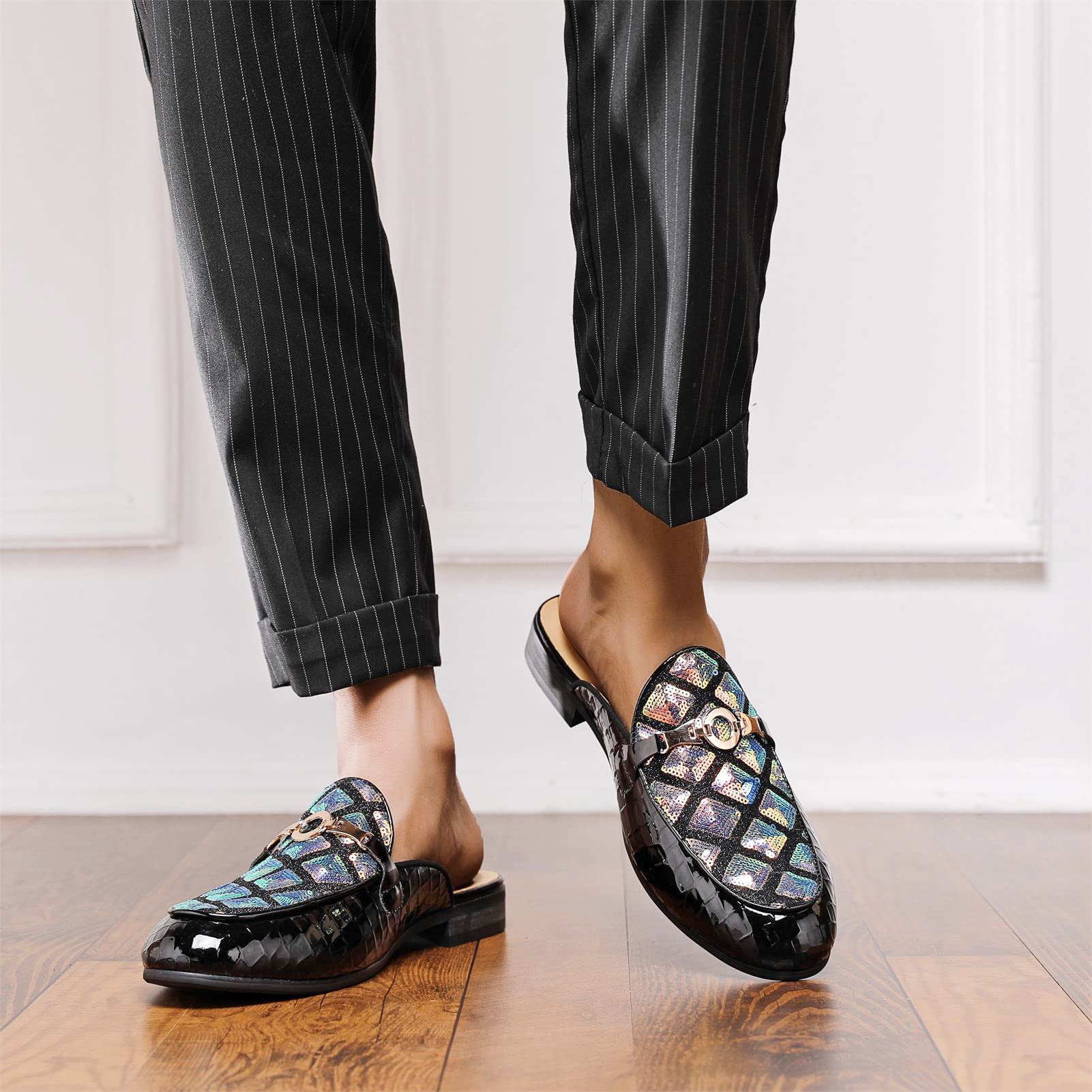 Men's Slip-On Mule Loafers - Breathable Leather Dress Shoes for Formal & Casual Wear | Comfortable Backless Slippers for Office, Travel & Home Use