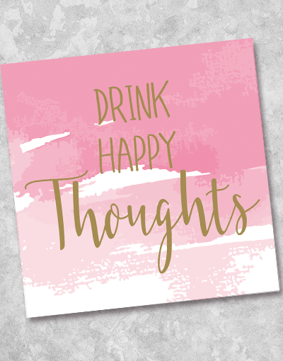 Happy Thoughts Beverage Napkins - 36 Count, Premium Quality Drink Coasters for Parties, Weddings & Home Decor - Absorbent & Stylish Paper Napkins for Coffee, Tea & Cocktails