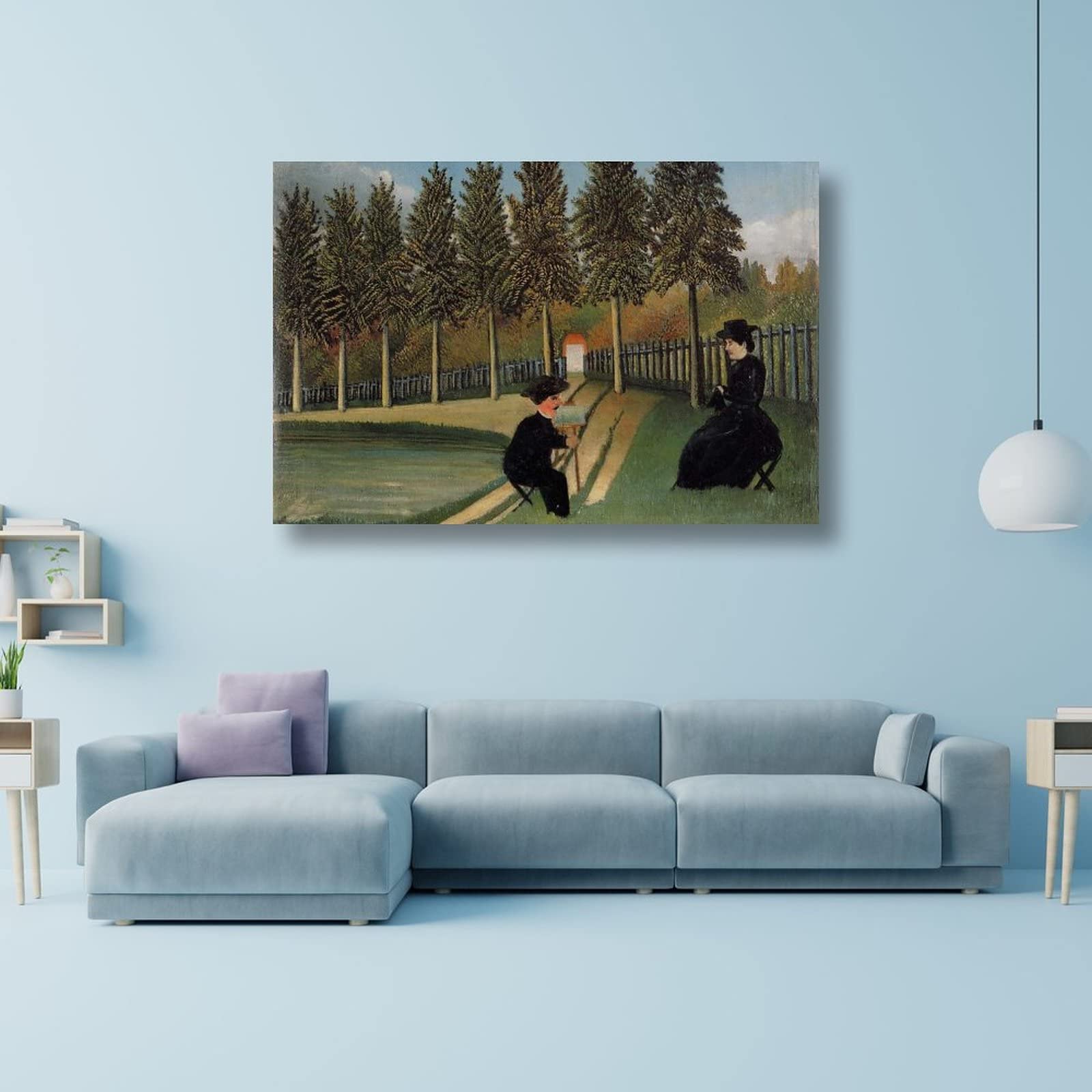 Henri Rousseau 'The Artist Painting His Wife' Canvas Art Print - 20x30 inch (50x75cm) Wall Decor for Living Room, Bedroom & Office - Perfect Gift for Art Lovers & Home Decoration