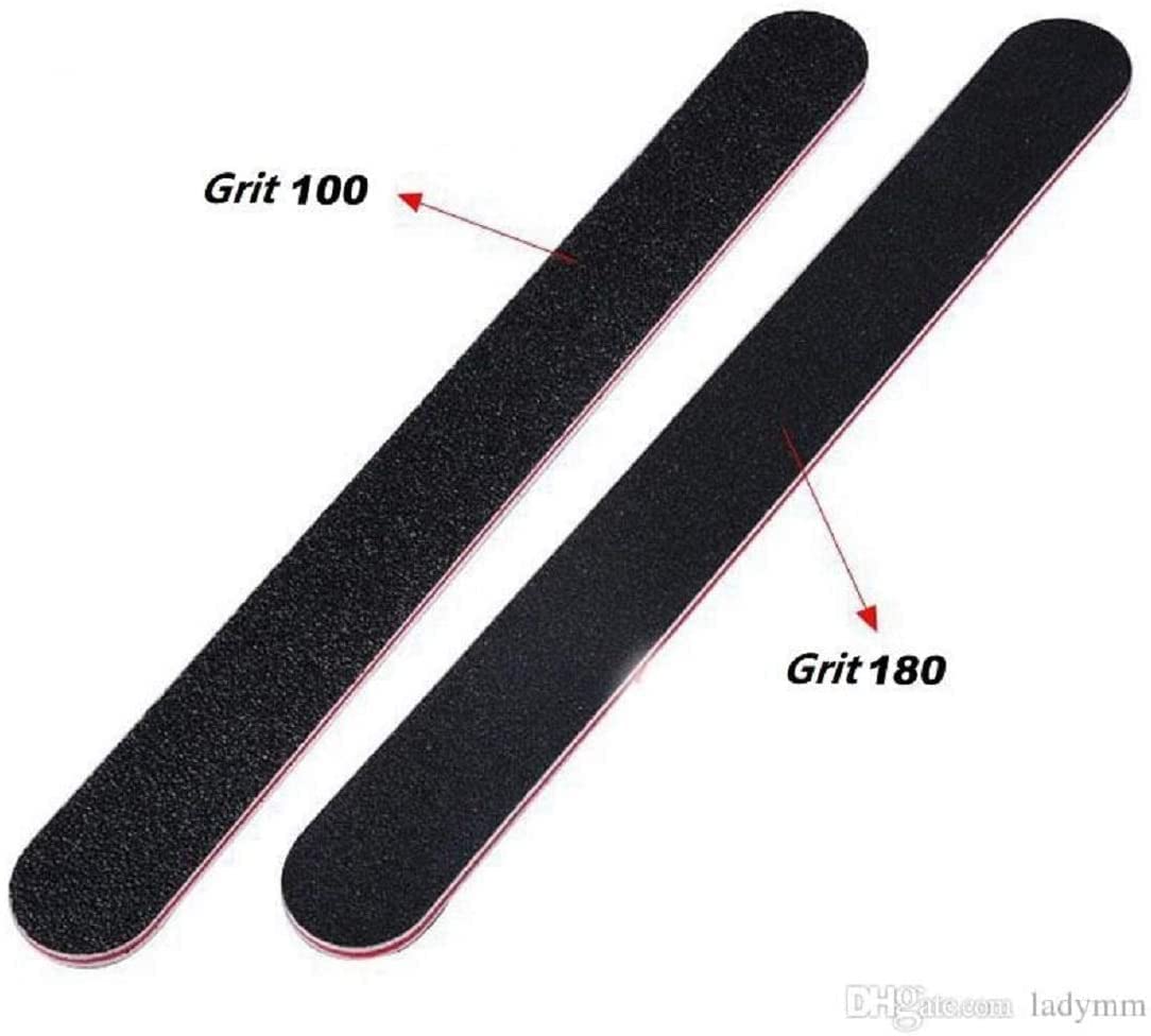 MISKEEN - 3 Pack Professional 2-in-1 Double Sided Nail Files 100/180 Grit for Natural & Artificial Nails, Acrylic Tips, Nail Extensions - Perfect for Salon, Home Manicure & Pedicure Care