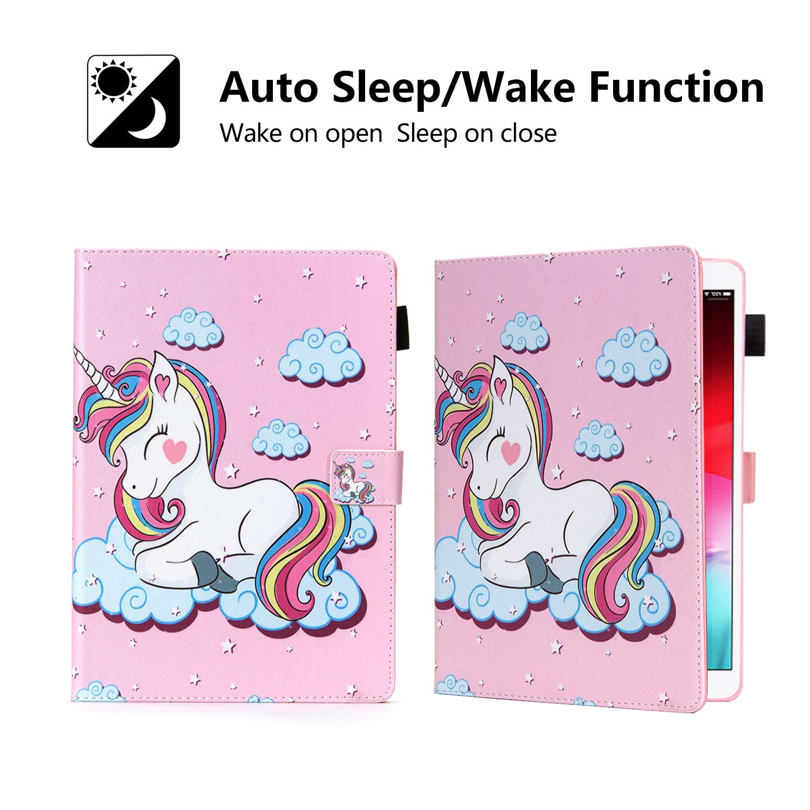 Dteck Premium PU Leather Smart Case for iPad Air 10.5 (3rd Gen) & iPad Pro 10.5 (2017) - Auto Sleep/Wake, Card Holders, Foldable Stand, Cute Smile Unicorn Design - Perfect for Work, School & Travel Protection