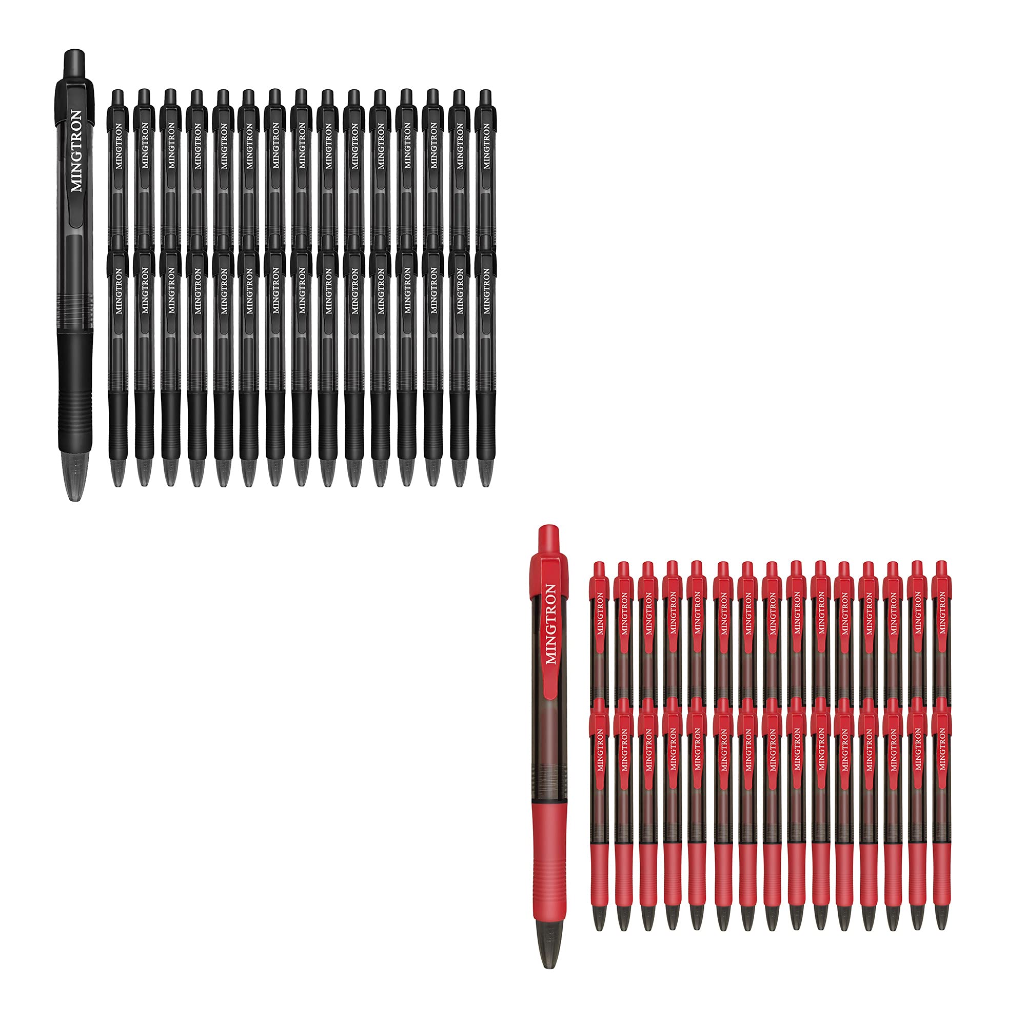 30-Pack Black & Red Gel Pens - 0.5mm Fine Point No-Smear Ink for Left-Handed Writing | Smooth Retractable Rollerball Click Pens for Office, School & Art Projects | Bulk Pack of 60 Pens (30 Black + 30 Red)