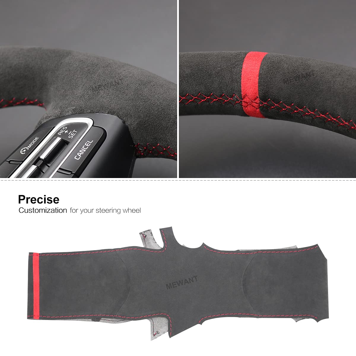 Premium MEWANT Leather Steering Wheel Cover for Kia Stinger 2018-2022 - Non-Slip Grip, Universal Fit, Easy Installation - Perfect for Daily Commuting & Long Road Trips