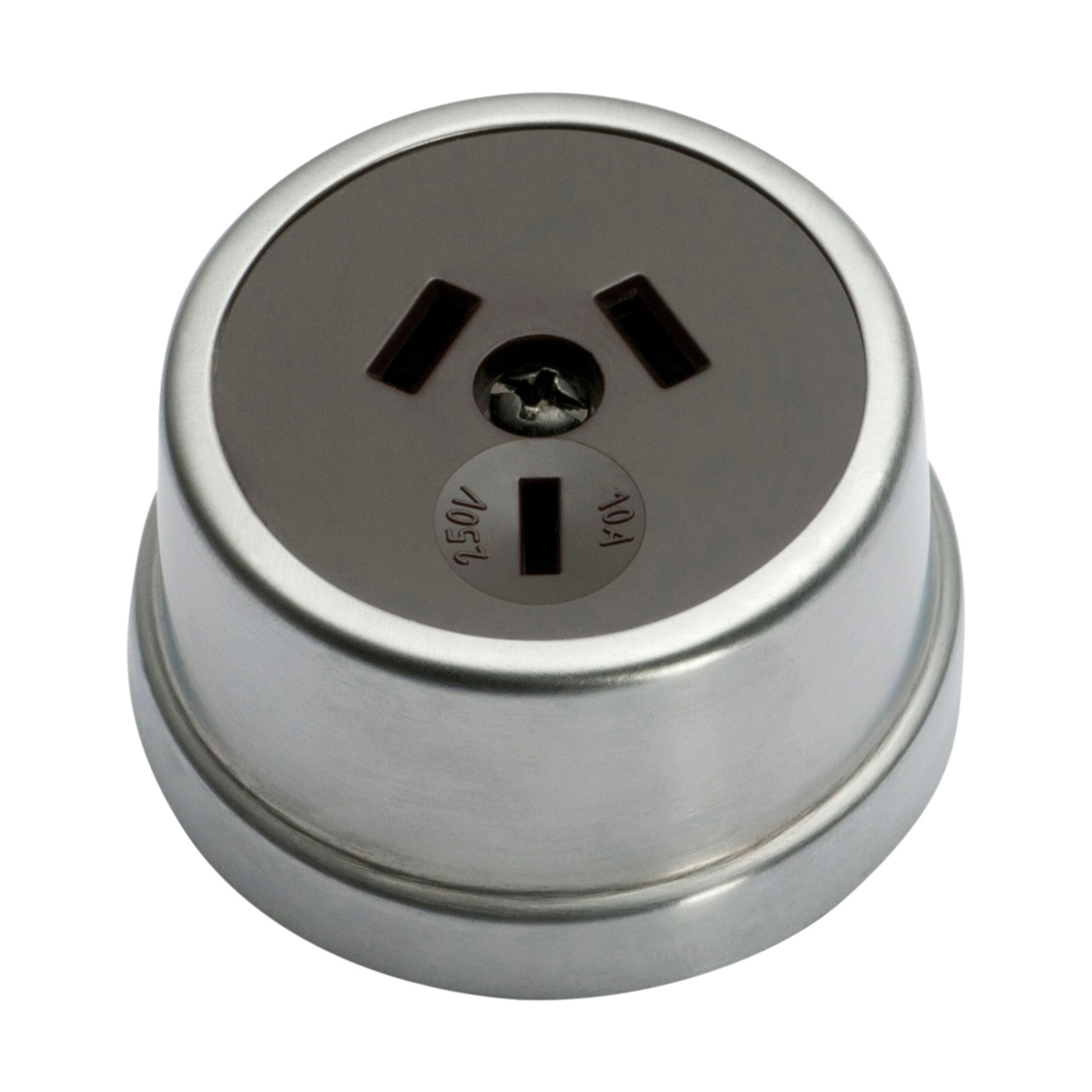5524 Socket Traditional Brown Mechanism Satin Chrome D50xP30mm - Electrical Outlet Cover for Home & Office Decor, Easy Installation for Wall Plates
