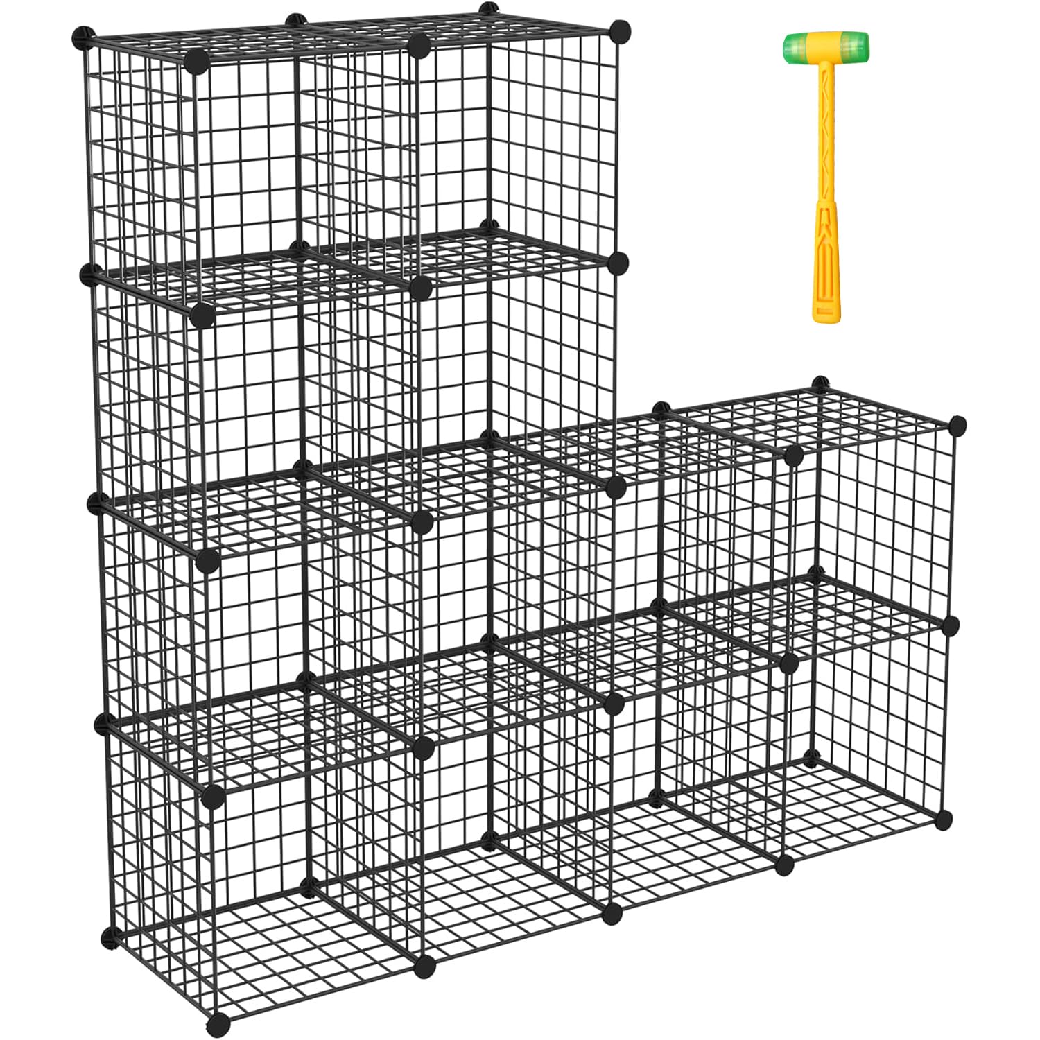 TUMUCUTE 12-Cube Metal Wire Storage Shelves - Stackable Modular Closet Organizer for Bedroom, Living Room & Office - Black Iron Storage Cubes | Perfect for Home Organization, Bookshelf Display & Closet Storage Solutions