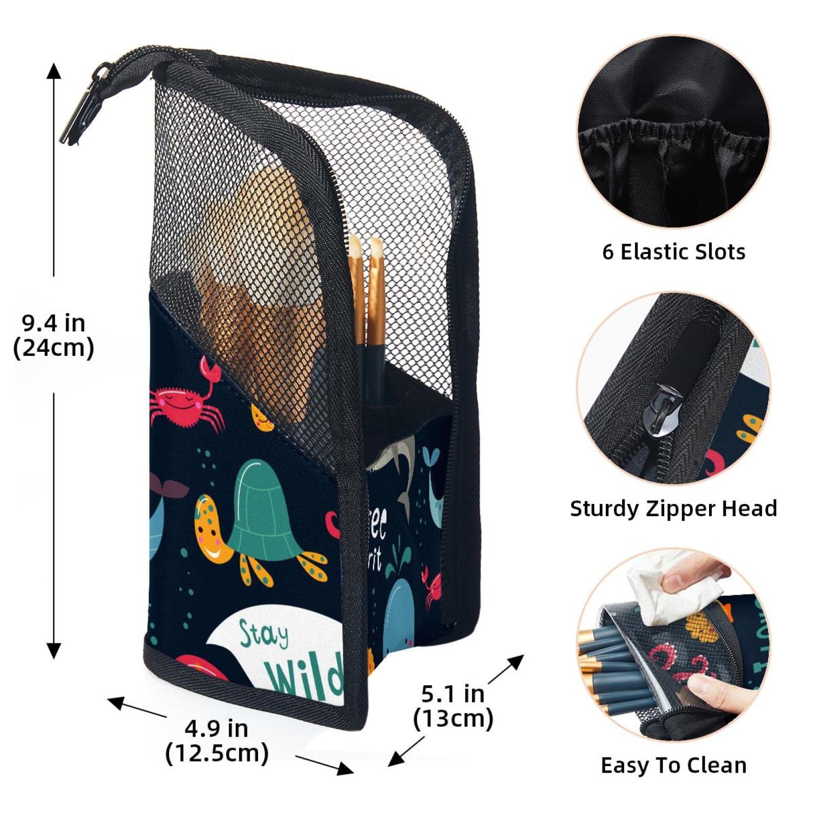 12-Piece Makeup Brush Organizer Bag with Portable Holder Case – Monsters of The Deep Sea Design – Perfect for Travel & Daily Makeup Storage