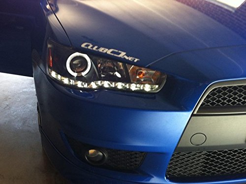 xtune LED Halo Headlights for Mitsubishi Lancer EVO 2008-2014 | Black/Clear Lens | High-Performance Lighting Upgrade for Night Driving & Custom Styling