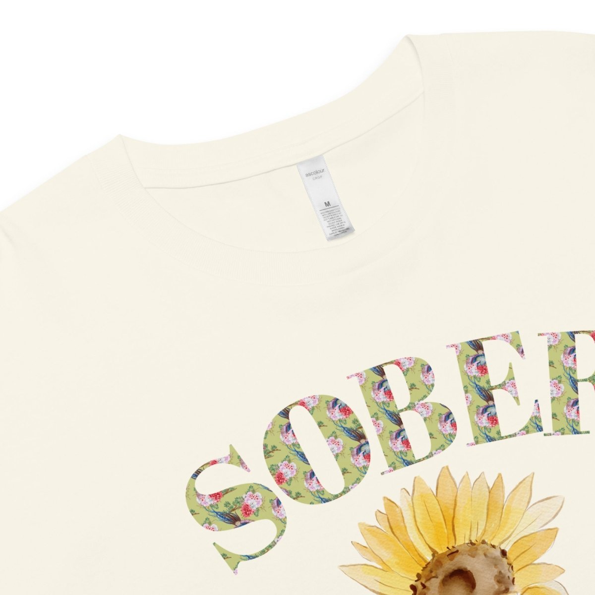 SOBER - Chinoiserie Sunflower Print Women's Crop Top | Summer Fashion Tops for Casual Outings & Beach Vacations