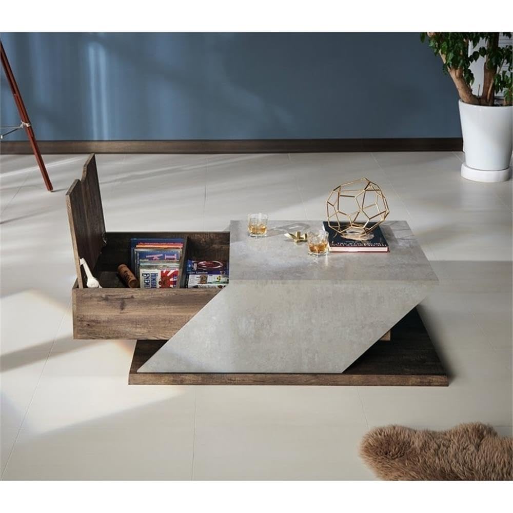 Krella 2-Piece Solid Oak Wood Coffee Table with Storage and 62-Inch Entertainment TV Stand Set - Perfect for Living Room, Home Theater, and Modern Home Decor