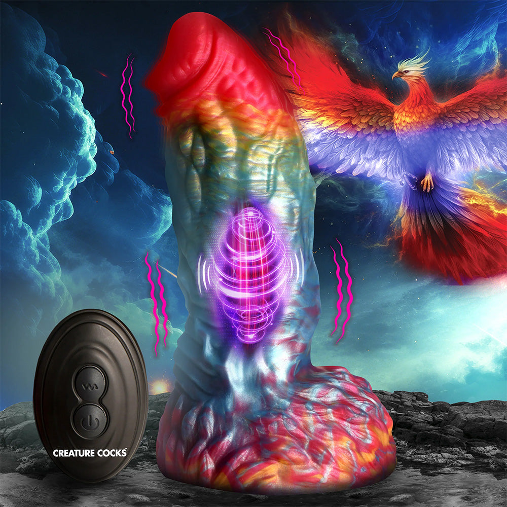 Rainbow Phoenix Vibrating Monster Dildo - Large Fantasy Creature Cock for Intense Pleasure | Powerful Vibrations, Lifelike Texture | Perfect for Couples Play & Solo Fantasy Adventures