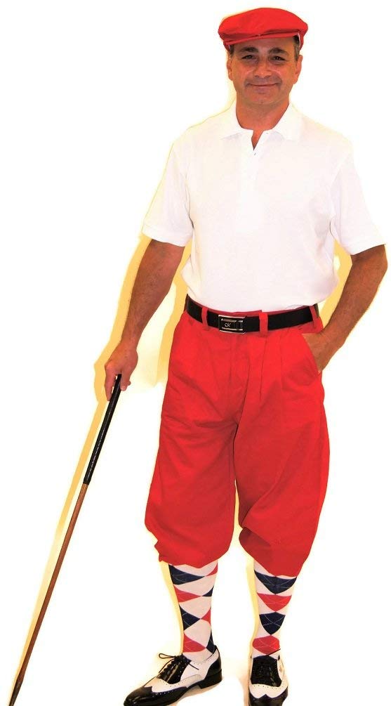 Red White Blue Outfit Set - Patriotic Knickers, Polo Shirt, Socks & Cap for Men | Perfect for 4th of July, Memorial Day & Sports Events