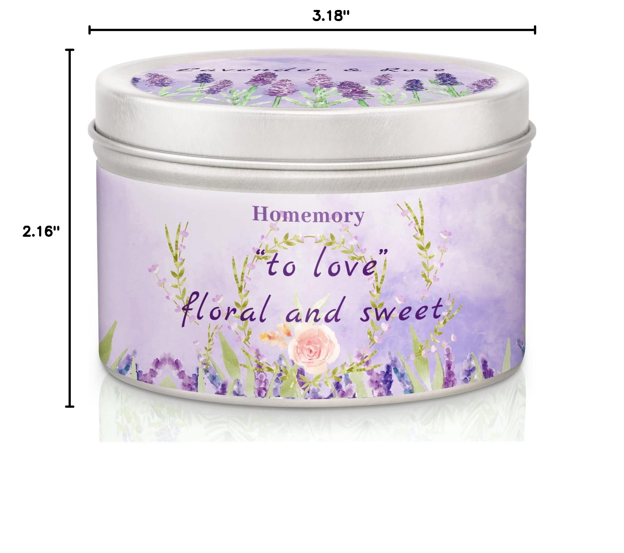 Homemory Lavender & Rose Scented Soy Candles - 6oz Natural Aromatherapy Candles with Essential Oils for Stress Relief, Hand-Poured Home Decor Gifts for Women | Perfect for Relaxation, Meditation & Spa Nights