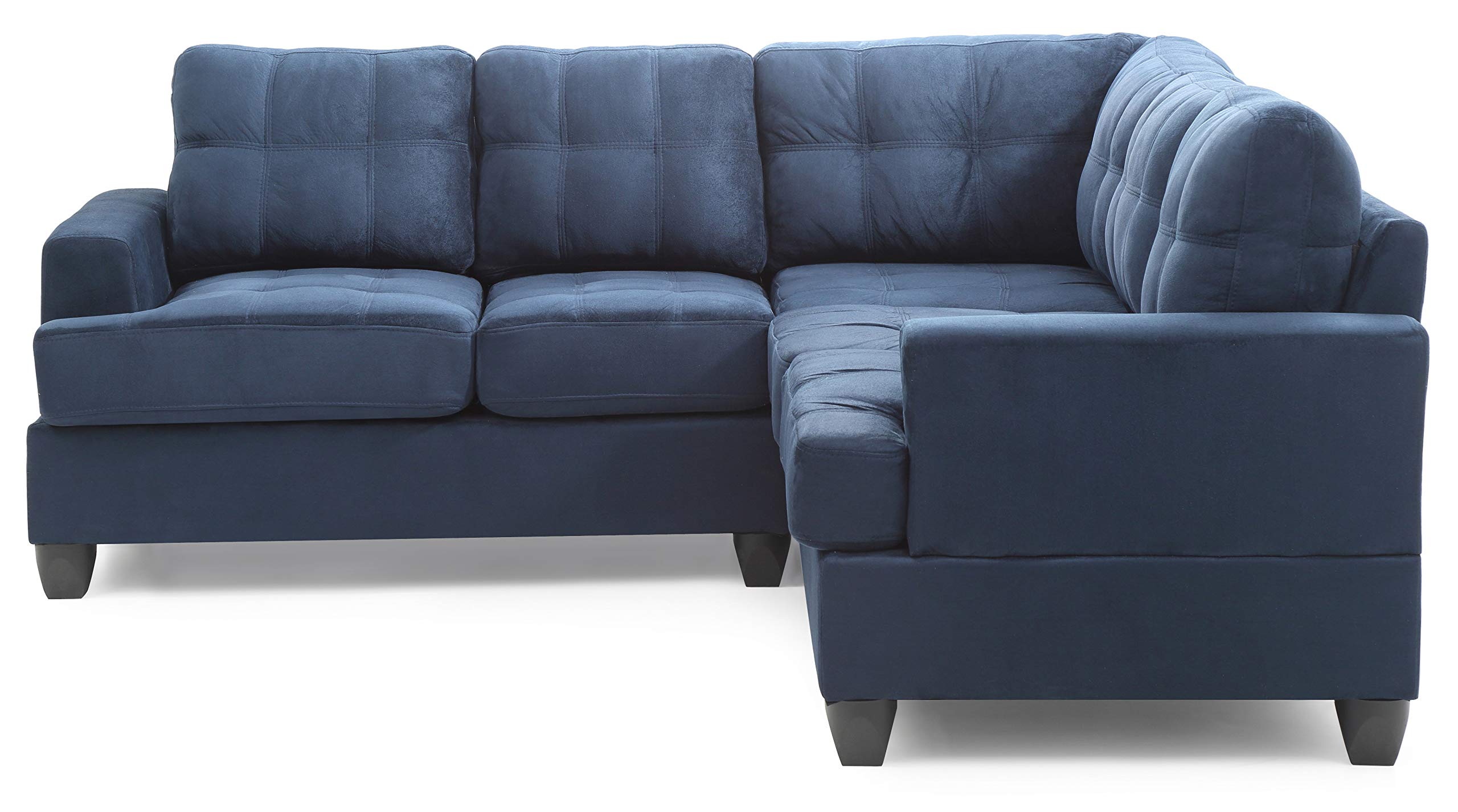 Glory Furniture G510B-SC Modern Navy Blue Sectional Sofa Set - 2-Piece L-Shaped Couch with Soft Fabric for Living Room, Family Room & Home Theater Comfort