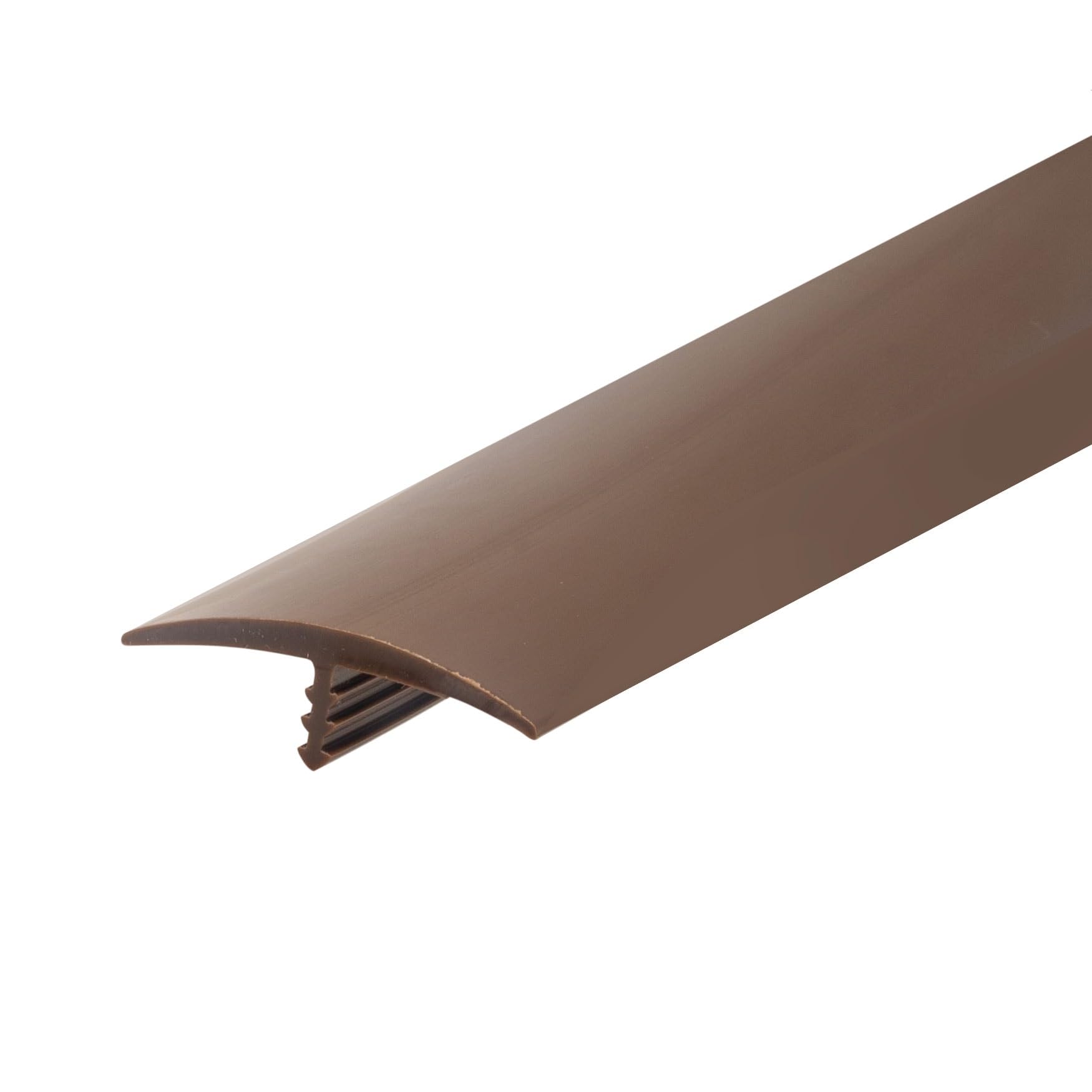 Outwater 1-1/4 Inch Milk Chocolate Brown Flexible Plastic T-Molding - Polyethylene Center Barb Tee Moulding for Flooring Transitions (250 Foot Coil) - Perfect for DIY Home Improvement, Commercial Spaces, and Seamless Flooring Installation