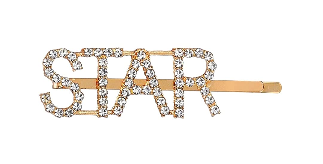 HOMEMATES Crystal Letter Hair Clips for Women - Golden Trendy Hairpins for Girls, Stylish Hair Accessories & Fancy Jewelry (Style 11) - Perfect for Parties, Weddings & Everyday Wear
