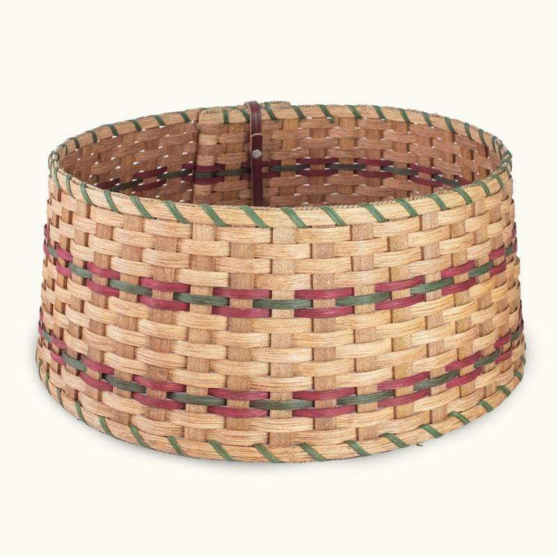 Amish Woven Wicker Christmas Tree Collar Basket - Rustic Holiday Tree Skirt Ring for Fireplace & Home Decor