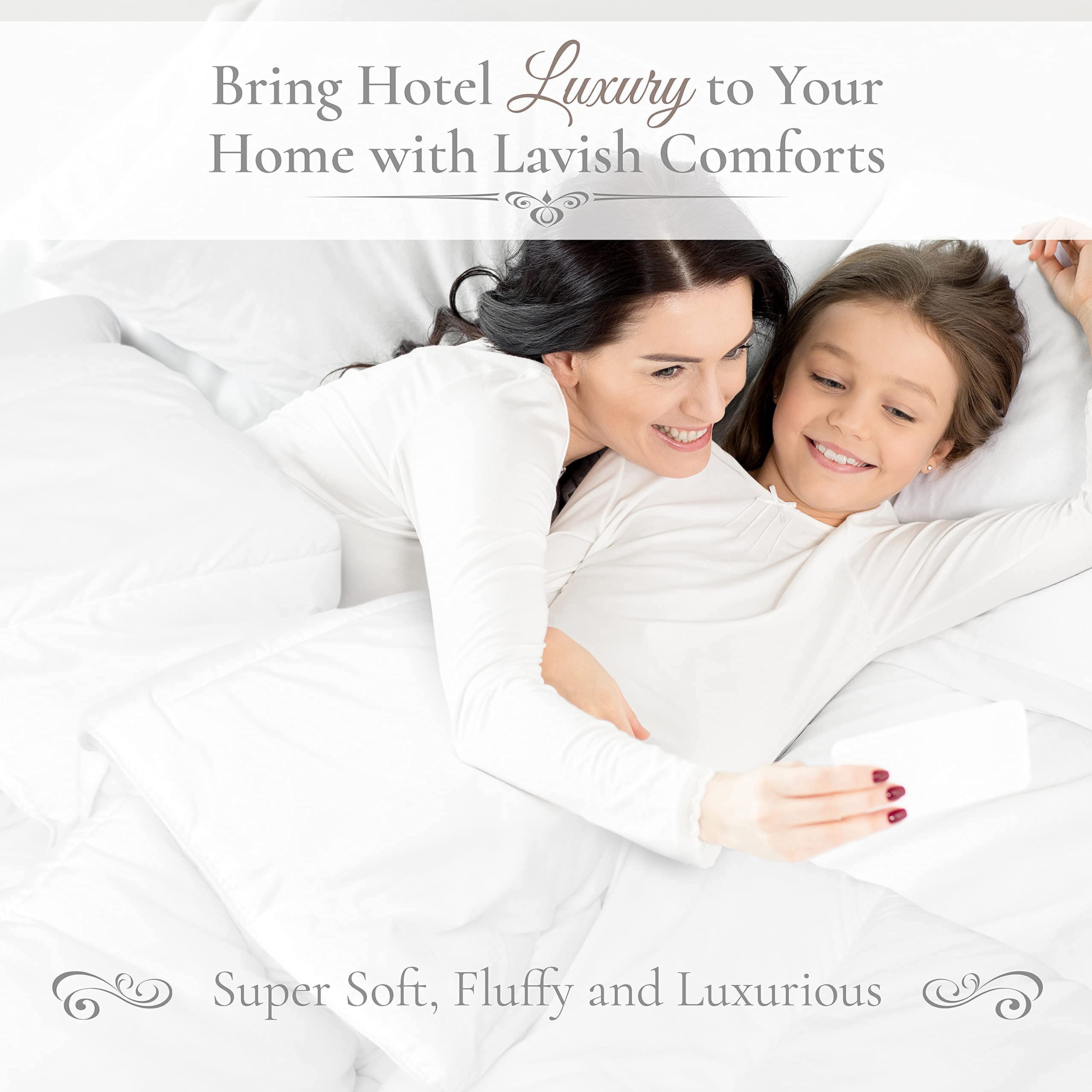 Premium Down Alternative Comforter Queen Size - Ultra Soft Fluffy Duvet Insert for All Seasons | Hypoallergenic Luxury Hotel Plush Comforter - 86x86 Inches White | Perfect for Bedroom, Guest Room & Airbnb | Eco-Friendly Compressed Packaging