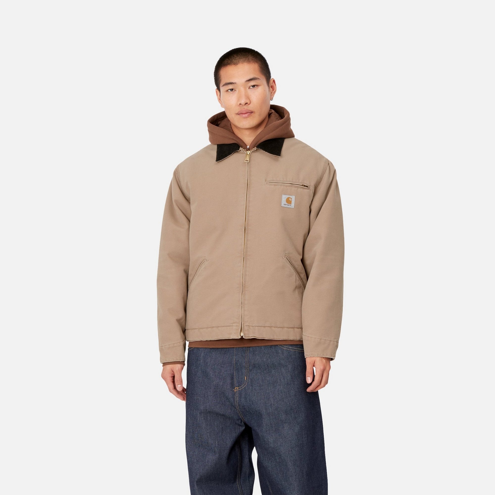 OG Detroit Jacket - Winter Workwear for Men | Peanut & Black Aged Canvas | Durable Outerwear for Construction, Motorcycle Riding & Outdoor Adventures