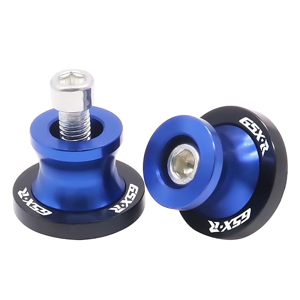 CNC Motorcycle Swing Arm Sliders Spools 2pcs - 8MM Swing Arm Stand Screw for Suzuki GSXR 125/250/300/600/750/1000 (Blue) - Perfect for Bike Maintenance & Protection During Stand Use