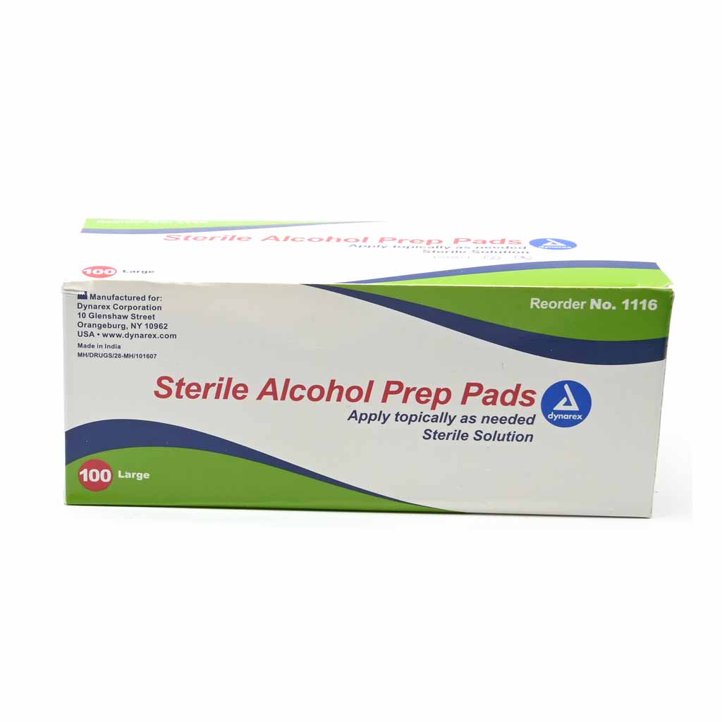 Alcohol Prep Pads - 200 Count Large Sterile Wipes for First Aid, Medical Use & Tattoo Aftercare | Dynarex Brand | Disinfecting Wipes for Skin Prep, Injection Sites & Wound Cleaning