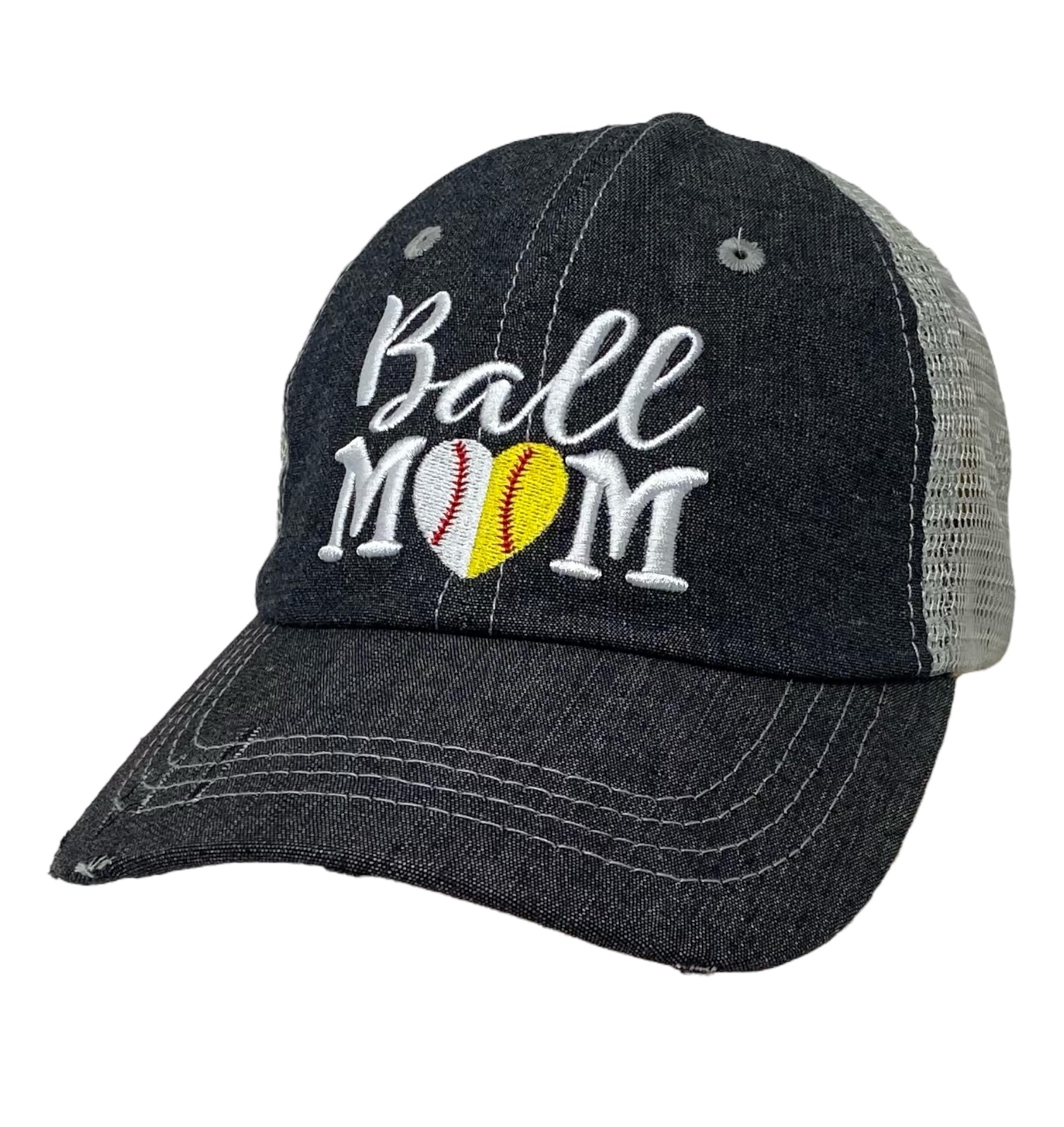 Cocomo Soul Women's Baseball Mom Hat - Adjustable Softball Mom Cap for Women - Half Baseball Half Softball Design - 402 Dark Grey - Perfect for Games, Practices & Team Spirit