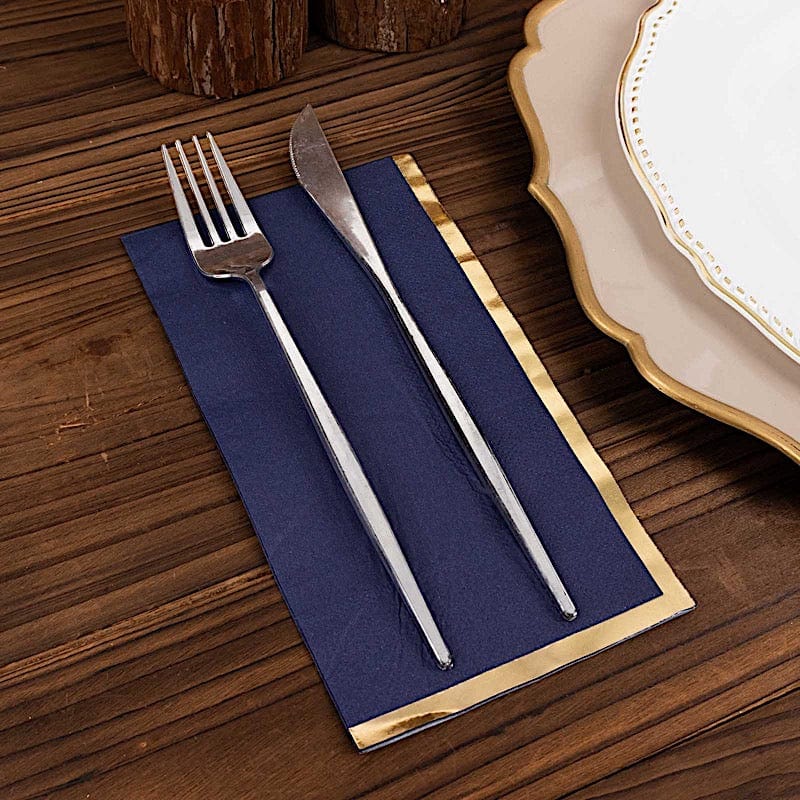 50 Premium Soft 2-Ply Dinner Napkins with Elegant Gold Foil Edge - Perfect for Weddings, Parties & Fine Dining Table Settings