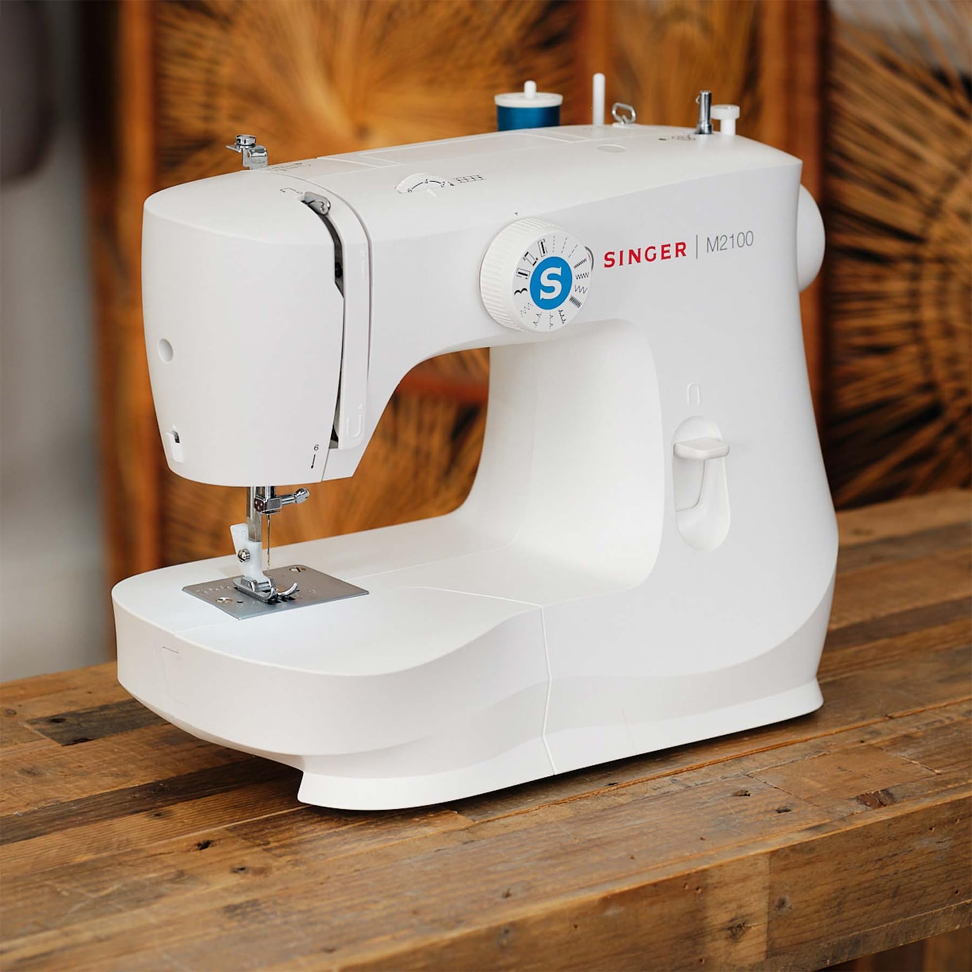 SINGER M2100 Lightweight & Compact Sewing Machine with 63 Built-in Stitches, LED Light & 4-Step Buttonhole - Perfect for Beginners, Quilting, Dressmaking & Home DIY Projects