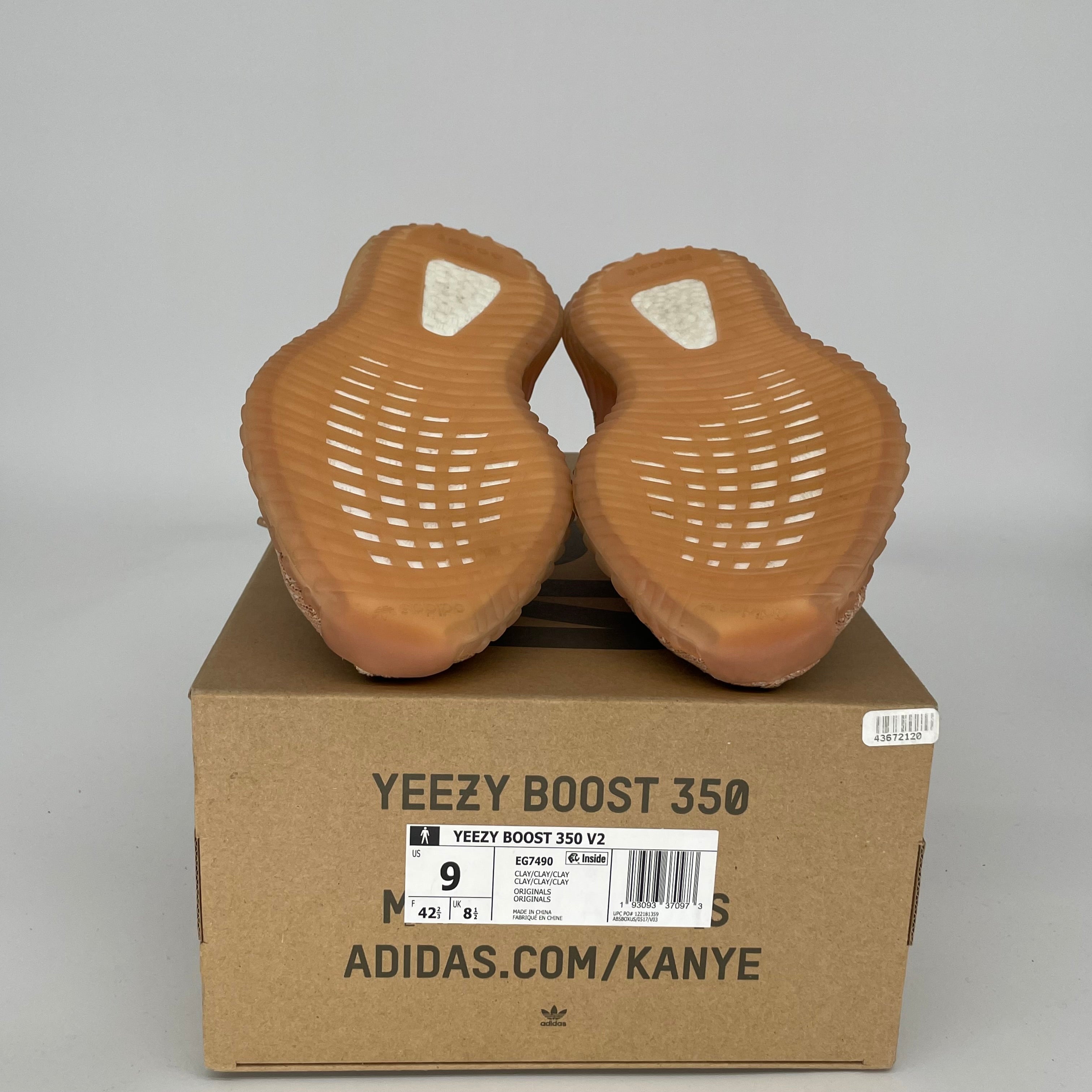 Adidas Yeezy Boost 350 V2 Clay Sneakers - Men's Size 9 (EG7490) | Comfortable Running Shoes for Gym, Jogging & Casual Wear
