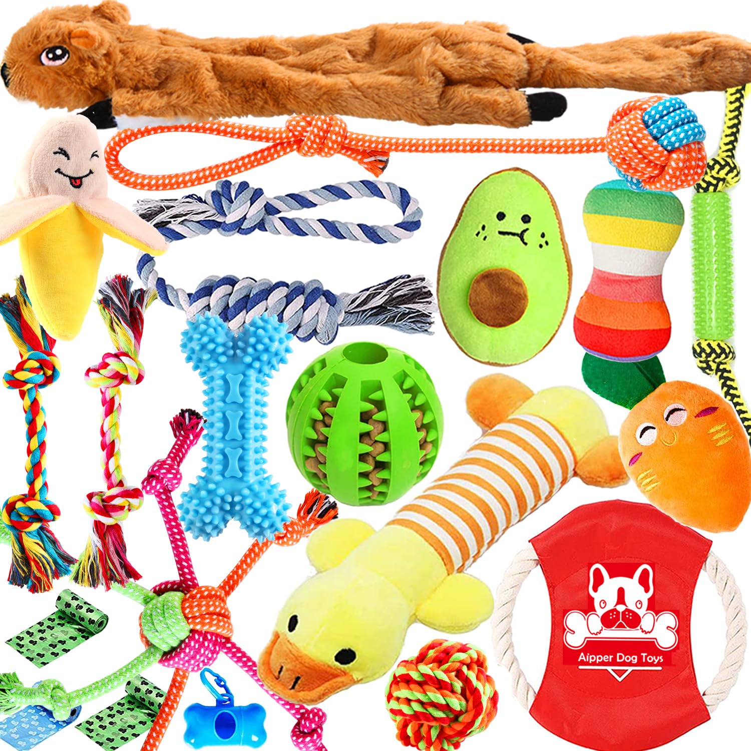 **Puppy Chew Toys for Teeth Cleaning & Fun - Plush Squeaky Dog Toys for Small to Medium Dogs - Play & Training**