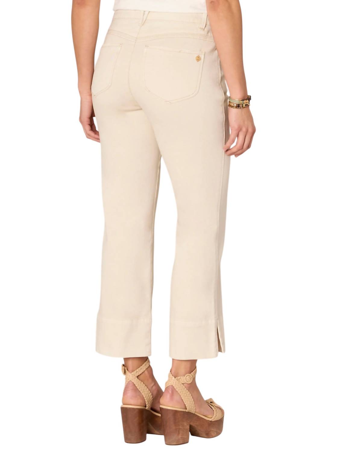 Absolution Comfortable Seam Slit Hem Kick Flare Pants in Ecru - Stylish Women's Wide Leg Trousers for Office, Casual & Date Night Outfits