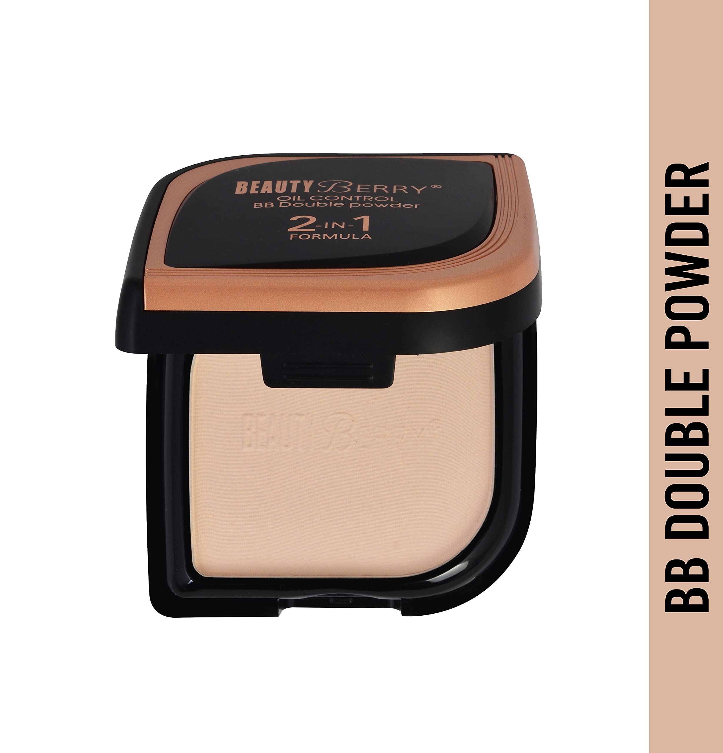 Beauty Berry Oil Control BB Double Powder 2-in-1 Formula Compact Powder - Matte Finish, Long-Lasting Coverage (Beige) | For Oily Skin & Everyday Makeup | Perfect for Touch-Ups & On-The-Go Use