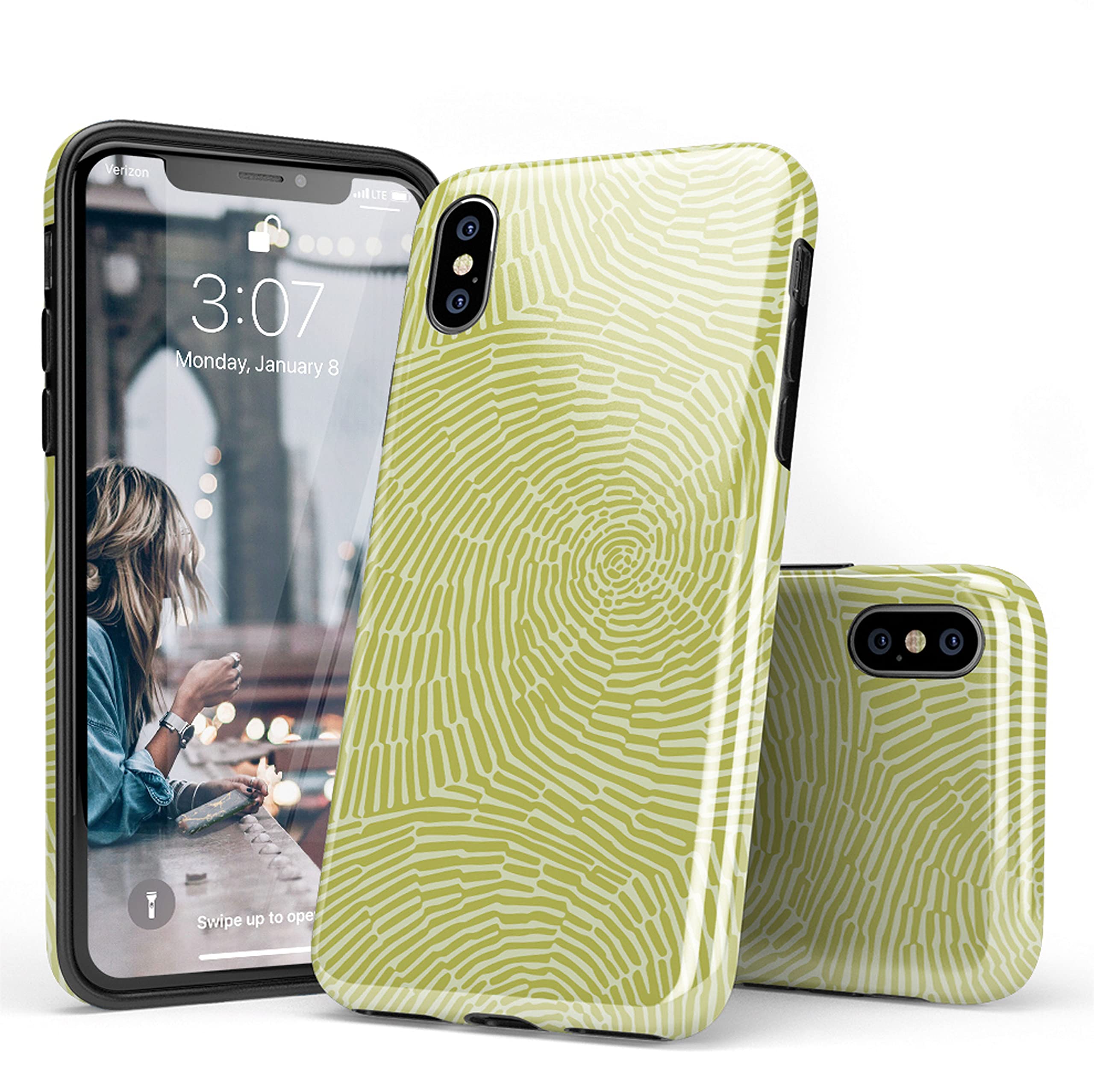 Casely iPhone X/XS Case - Geometric Tea Green Swirl Design | Slim Protective Phone Cover for iPhone X & XS | Perfect for Everyday Use, Work & Travel