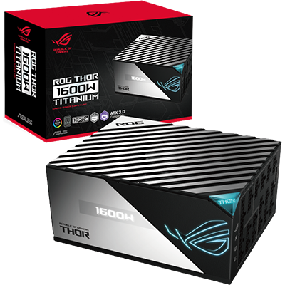 ASUS ROG THOR 1600W Titanium Power Supply - 80 Plus Titanium Certified, Fully Modular, 0dB Fan, Aura Sync RGB - Perfect for High-End Gaming PCs & Workstations
